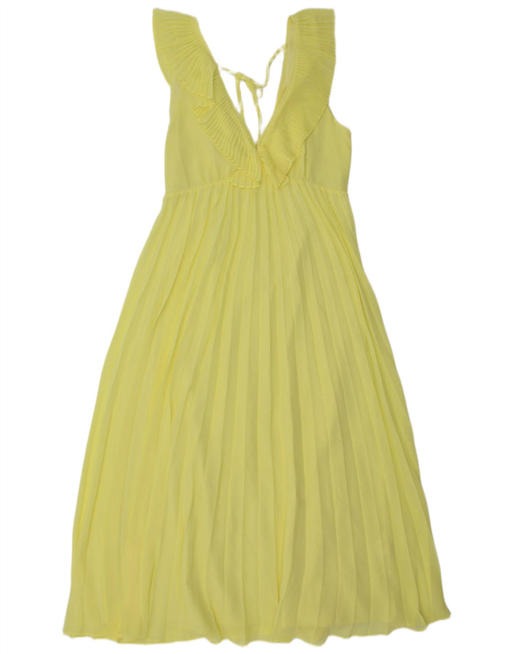 Zara Γυναικείο Αμάνικο Maxi Φόρεμα UK 12 Medium Yellow