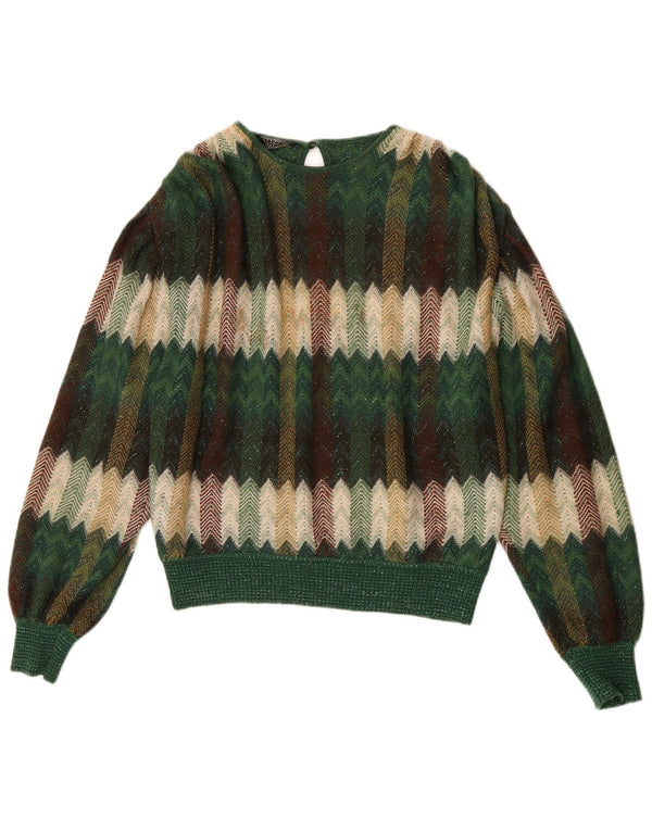 STIZZOLI Γυναικεία πλέξη 2 τεμαχίων σετ φούστας UK 12 Medium W28 Green Chevron Wool