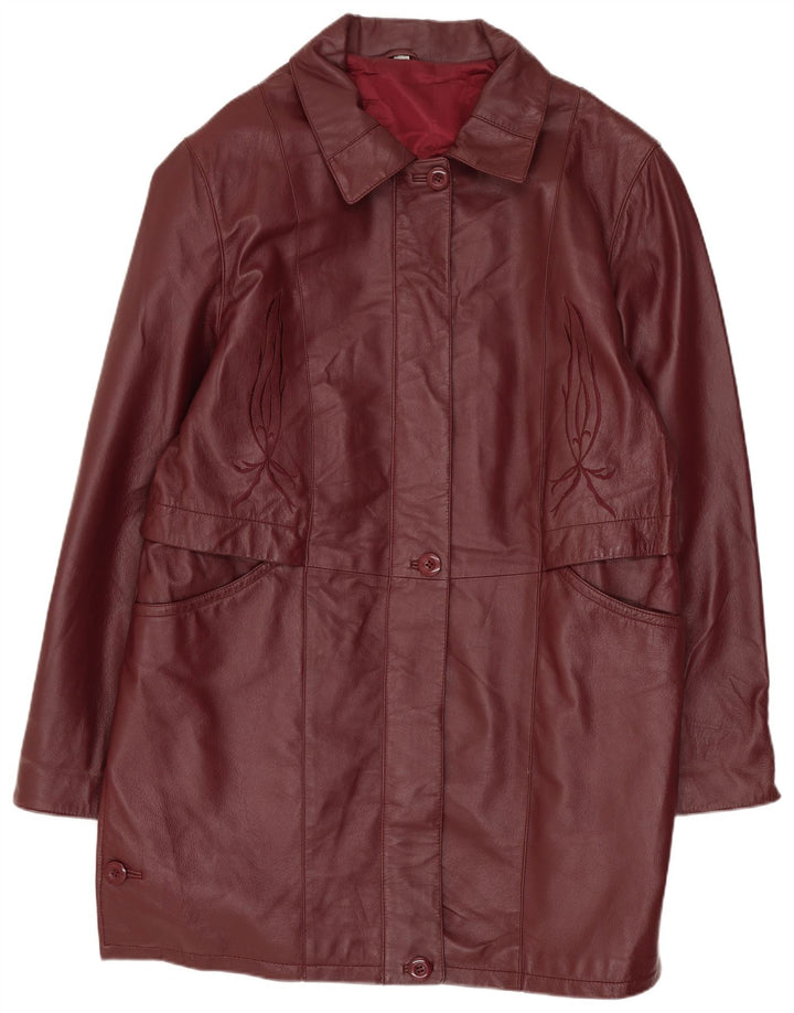 Vintage Γυναικείο Δερμάτινο Παλτό IT 48 XL Maroon Leather
