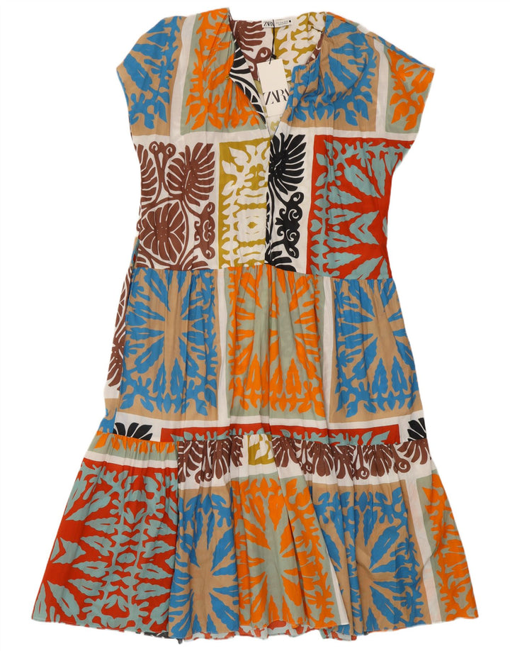 Zara Γυναικείο Maxi Φόρεμα UK 18 XL Πολύχρωμο Βαμβακερό Patchwork