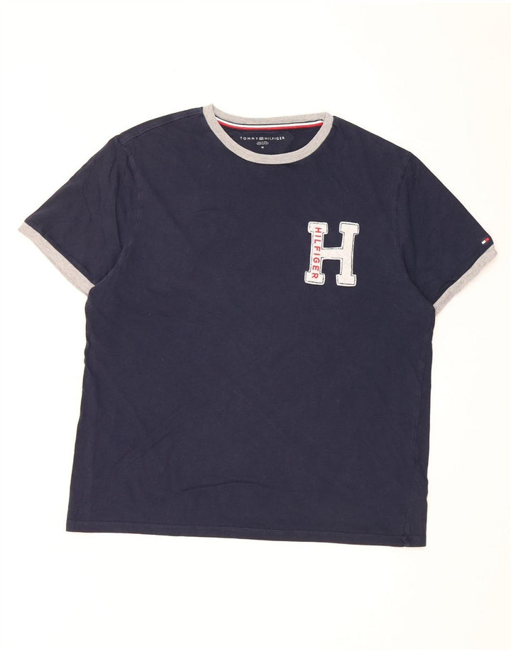 Ανδρικό γραφικό T-Shirt Tommy Hilfiger Τοπ μεσαίου μπλε βαμβακερό