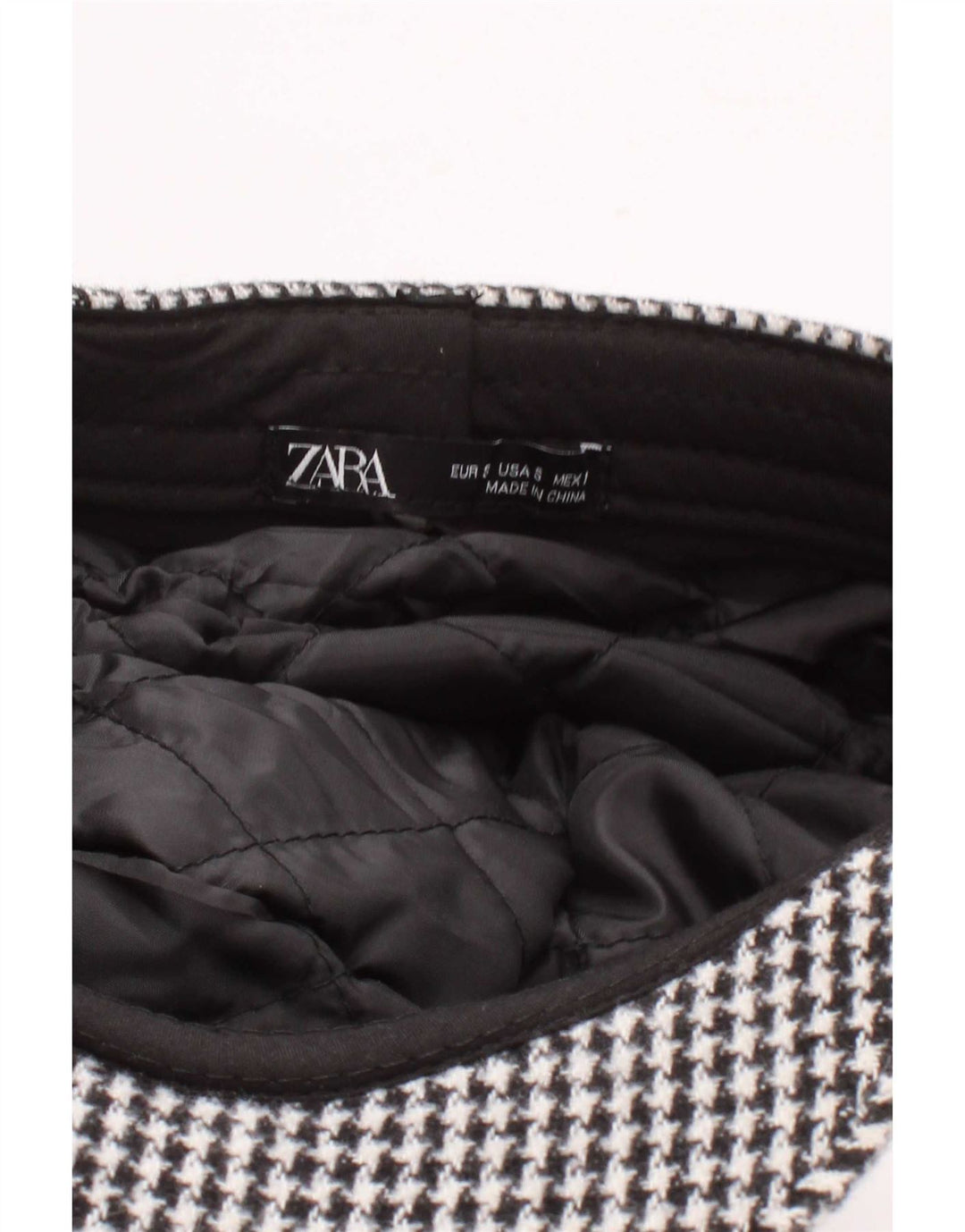 Zara Γυναικείο Καπάκι Newsboy Small Black Houndstooth