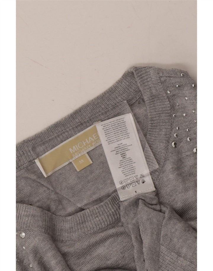 MICHAEL KORS Womens Crew Neck Jumper Sweater UK 14 Medium Grey Viscose Vintage Michael Kors and Second-Hand Michael Kors from Messina Hembry 