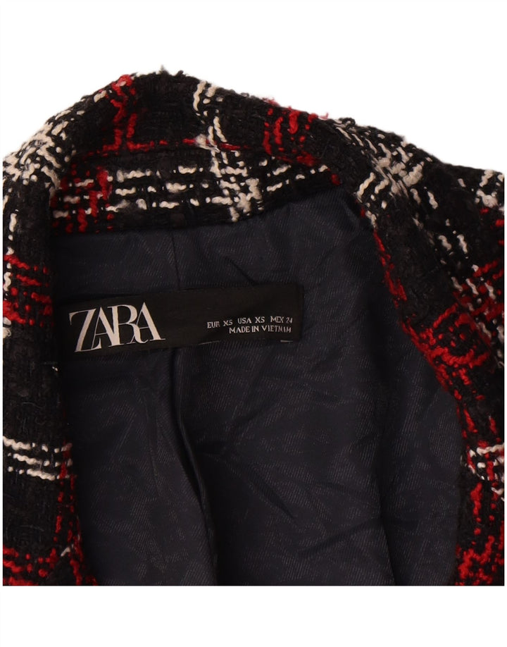 Zara Γυναικείο Σακάκι Μπλέιζερ με διπλό στήθος UK 6 XS Red Check