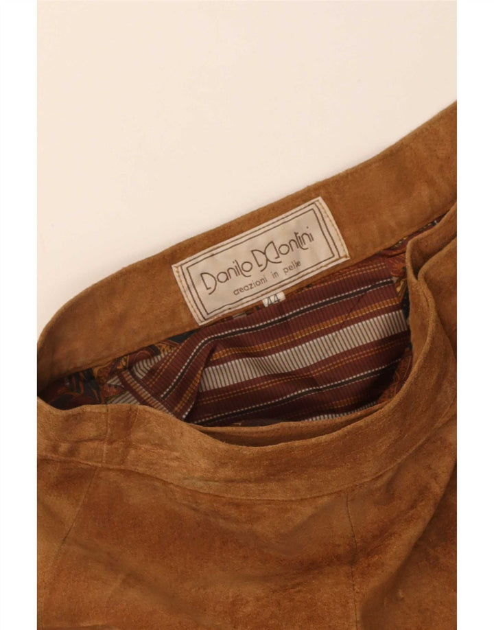 Vintage Γυναικεία Suede Wrap Φούστα IT 44 Medium W28 Καφέ Δερμάτινο