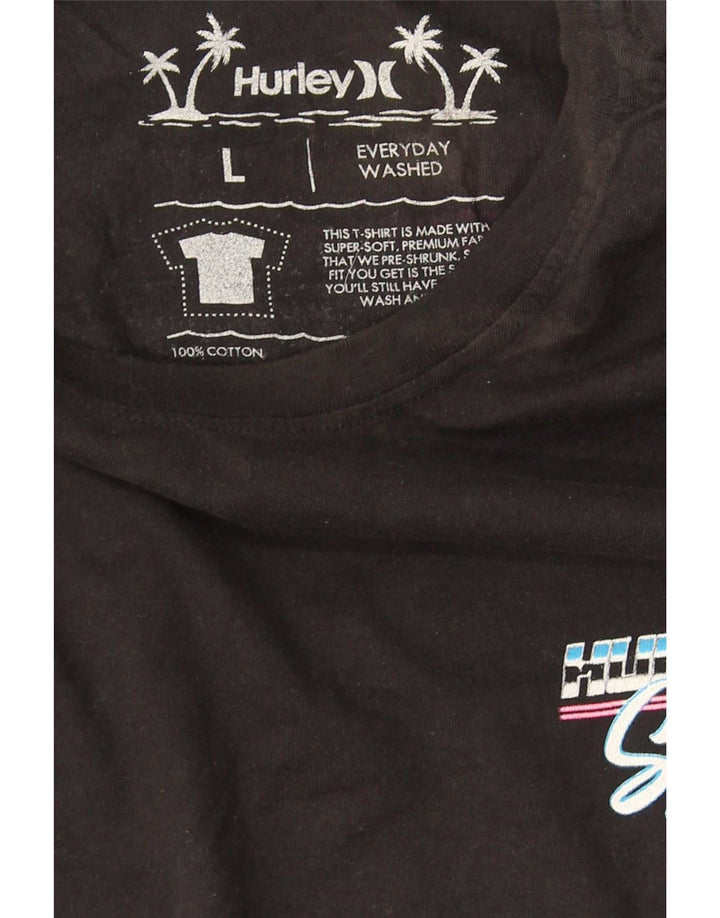 Ανδρικό γραφικό T-Shirt Hurley Top μεγάλο μαύρο βαμβακερό