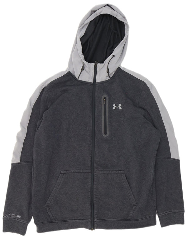 Ανδρικό πουλόβερ Under Armour με φερμουάρ με κουκούλα, μεγάλο γκρι χρώμα, βαμβακερό