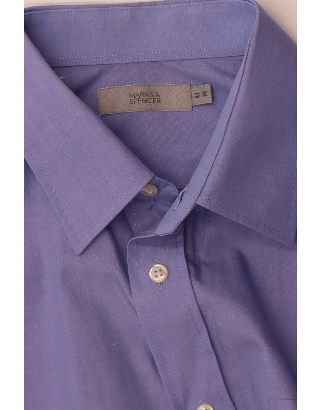 Ανδρικό πουκάμισο Marks & Spencer Μέγεθος 41 16 Large Blue Cotton Classic