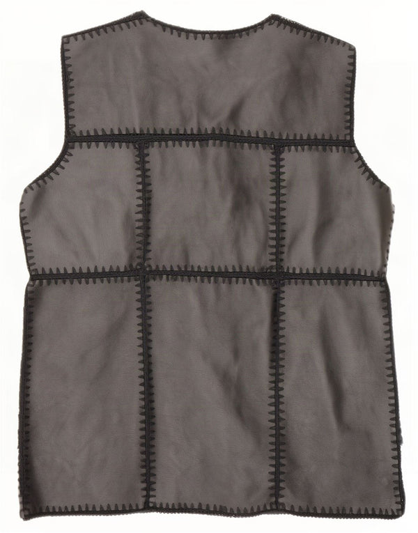 Vintage Γυναικείο Faux Leather Gilet UK 14 Large Black