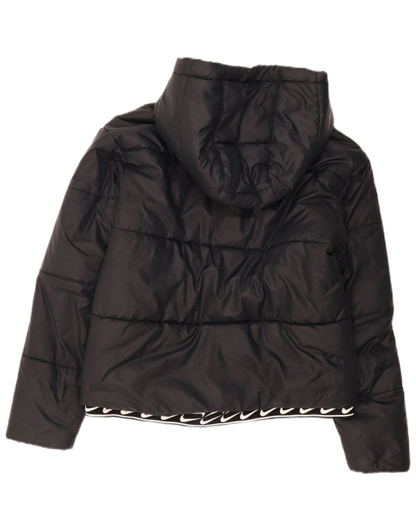 Nike Womens Hooded Padded Jacket UK 14 Medium Black Polyester