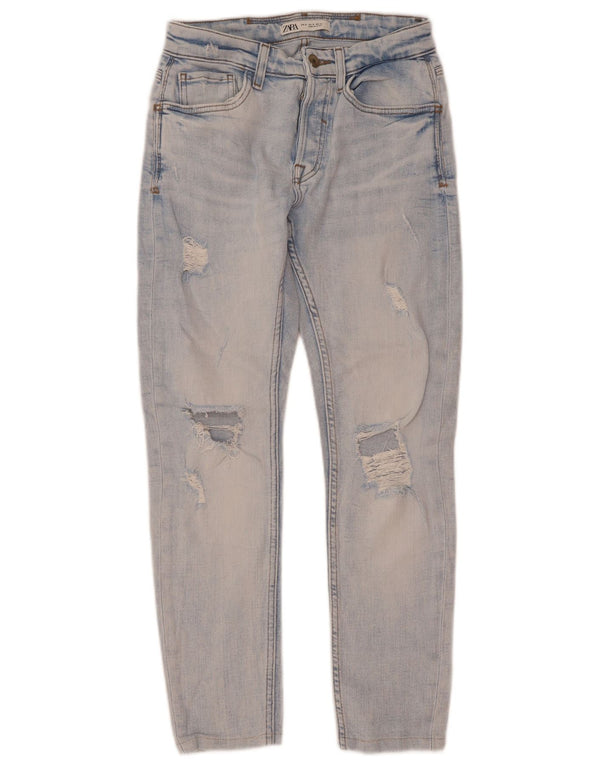 Zara Mens Distressed Slim Jeans EU 38 Small W30 L28 Blue