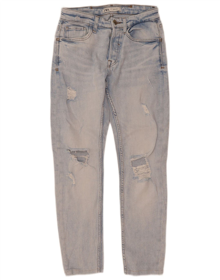 Zara Mens Distressed Slim Jeans EU 38 Small W30 L28 Blue