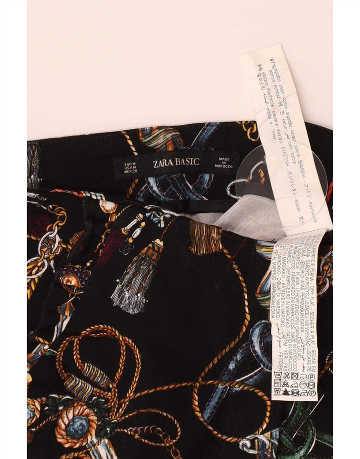 Zara Γυναικείο Abstract μοτίβο casual σορτς Medium W28 μαύρο βαμβακερό