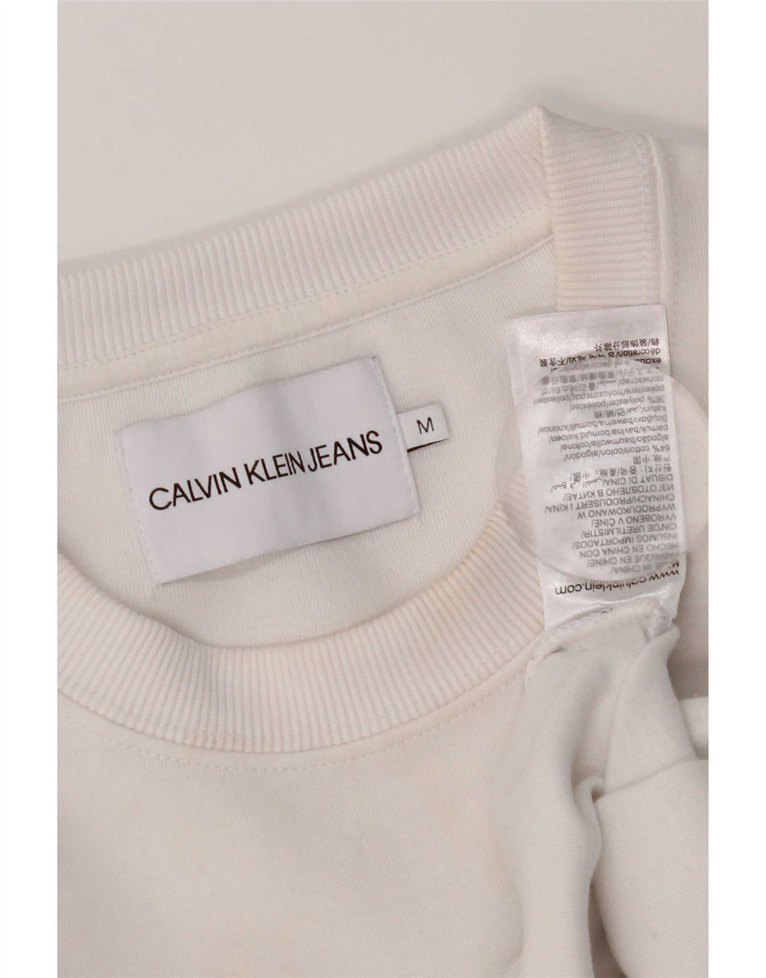 Calvin Klein Jeans Γυναικείο φούτερ μεγάλου μεγέθους Jumper UK 14 Medium White