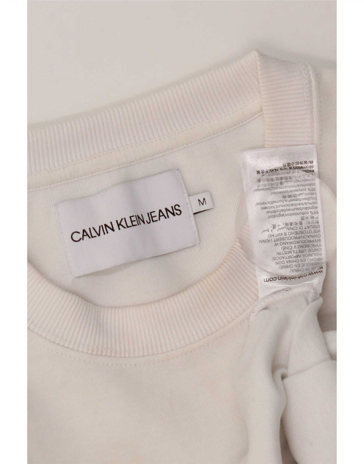 Calvin Klein Jeans Γυναικείο φούτερ μεγάλου μεγέθους Jumper UK 14 Medium White