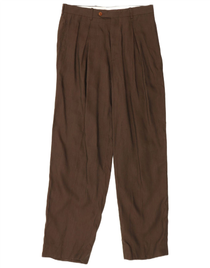 GB.PEDRINI Ανδρικό κοστούμι παντελόνι IT 48 Medium W32 L33 Καφέ Λινό