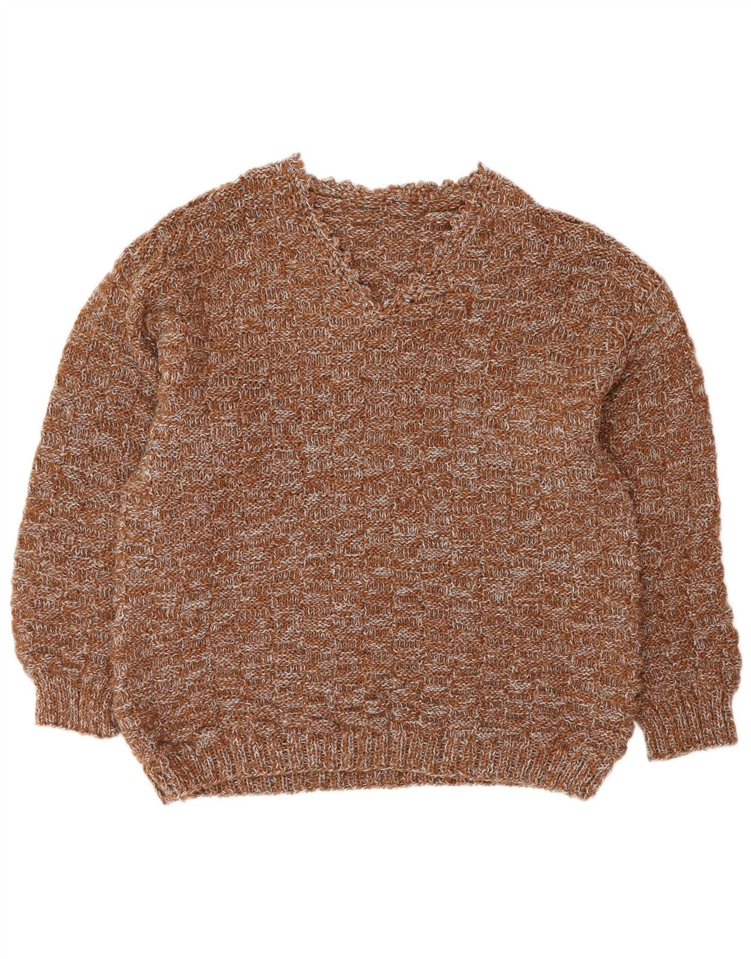 VINTAGE Γυναικείο πουλόβερ με λαιμόκοψη με V λαιμόκοψη UK 16 Μεγάλο καφέ φλύκταινα