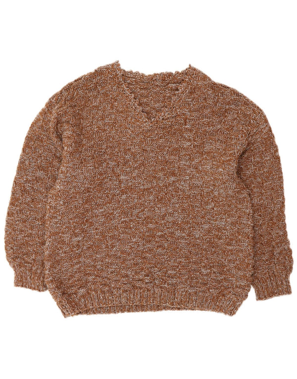 VINTAGE Γυναικείο πουλόβερ με λαιμόκοψη με V λαιμόκοψη UK 16 Μεγάλο καφέ φλύκταινα