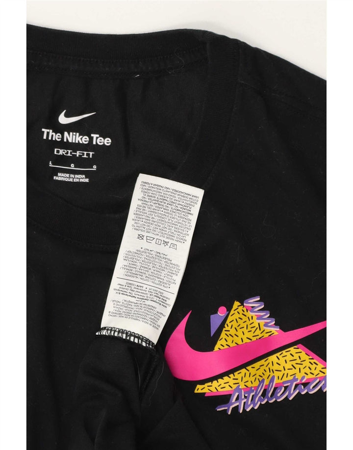 Ανδρικό γραφικό μπλουζάκι Nike, μεγάλο μαύρο βαμβακερό