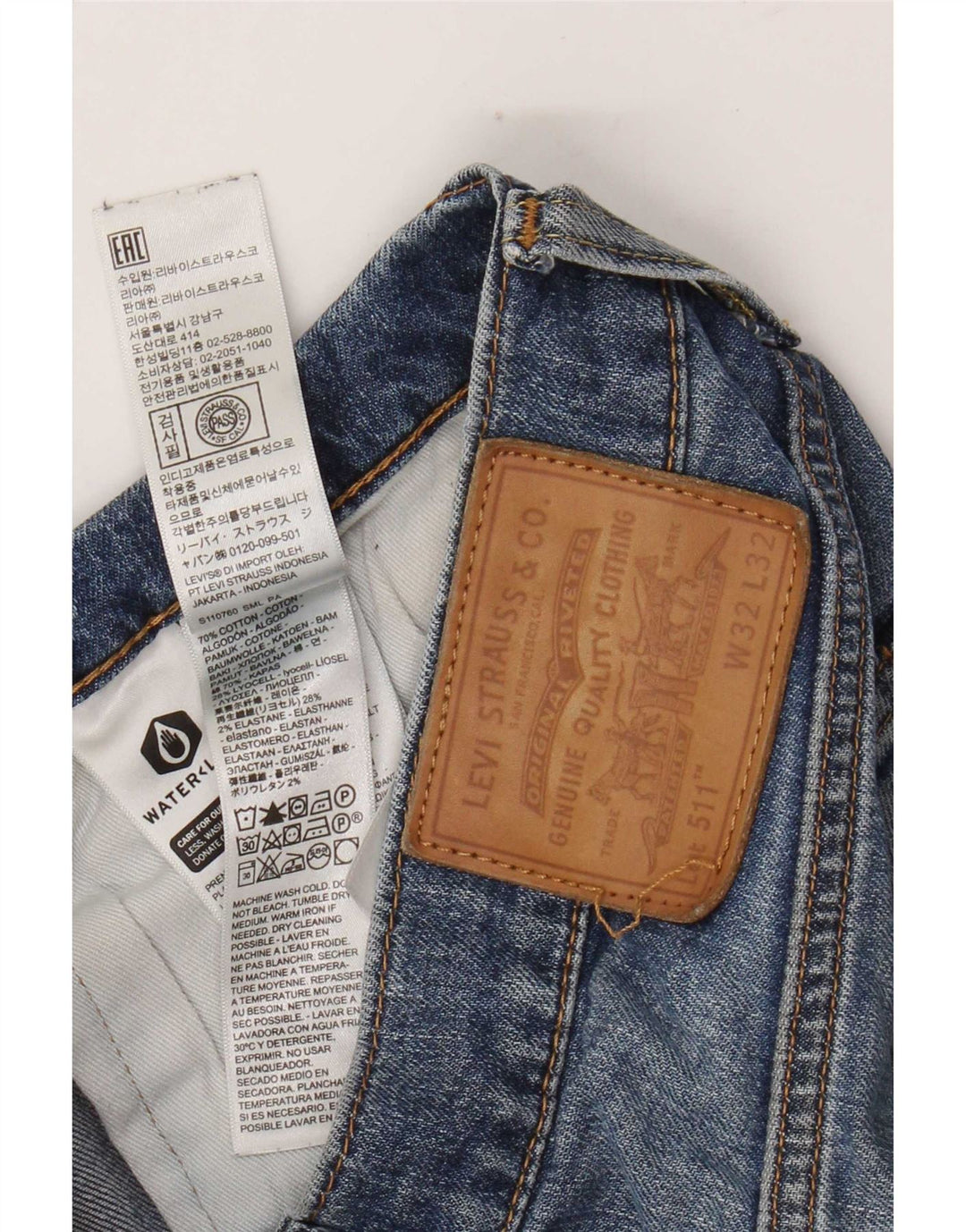Levi's Mens 511 Slim Jeans W32 L32 Blue Cotton