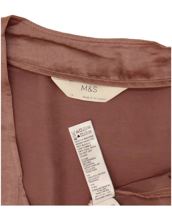 Marks & Spencer Γυναικείο αμάνικο πουκάμισο μπλούζα UK 14 μεγάλο ροζ πολυεστέρα
