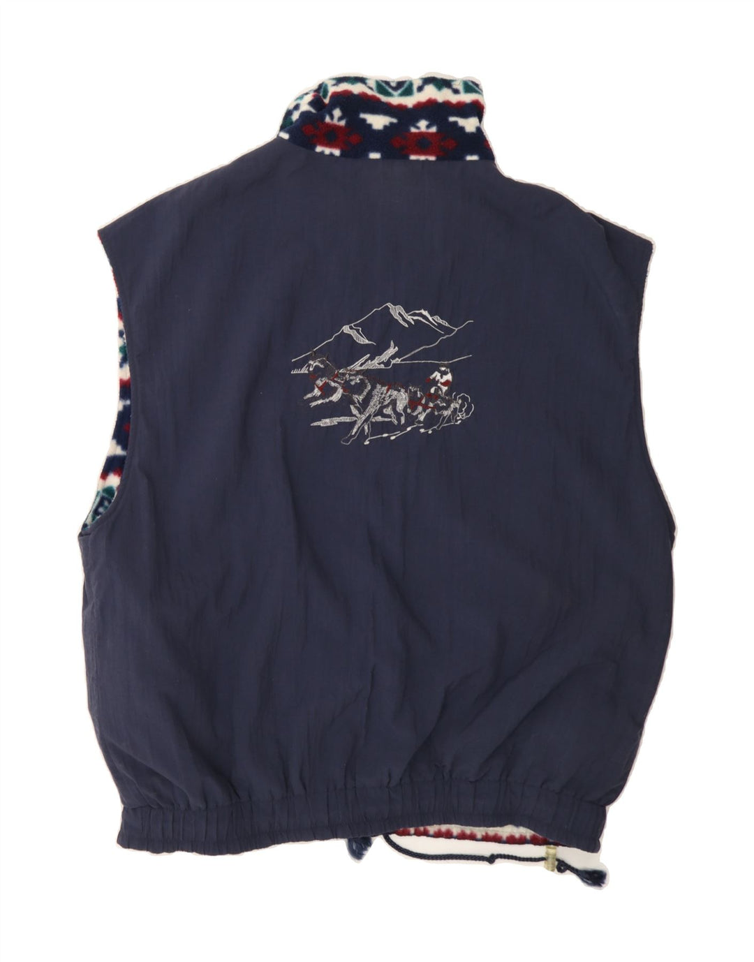 PACO CALVARI Mens Graphic Reversible Gilet UK 42 XL Navy Blue Polyester Vintage Paco Calvari and Second-Hand Paco Calvari from Messina Hembry 