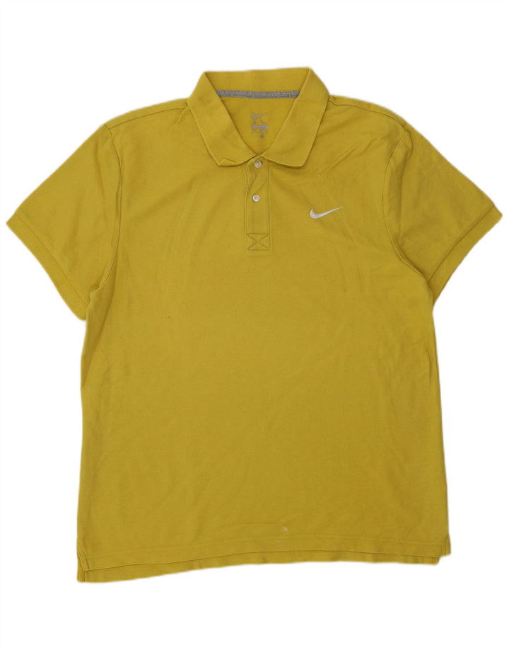 Ανδρικό πουκάμισο πόλο NIKE, μεσαίο κίτρινο βαμβακερό