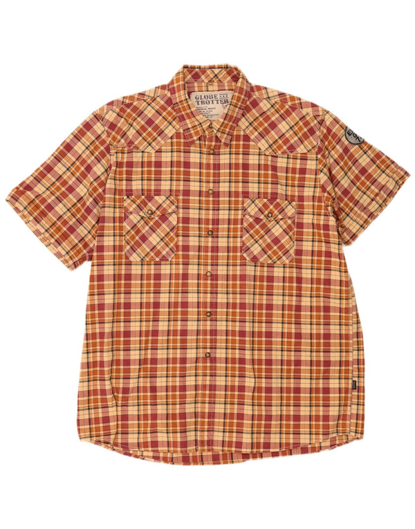 Ανδρικό κοντομάνικο πουκάμισο Globe Trotter UK 43/44 XL Μπεζ βαμβακερό