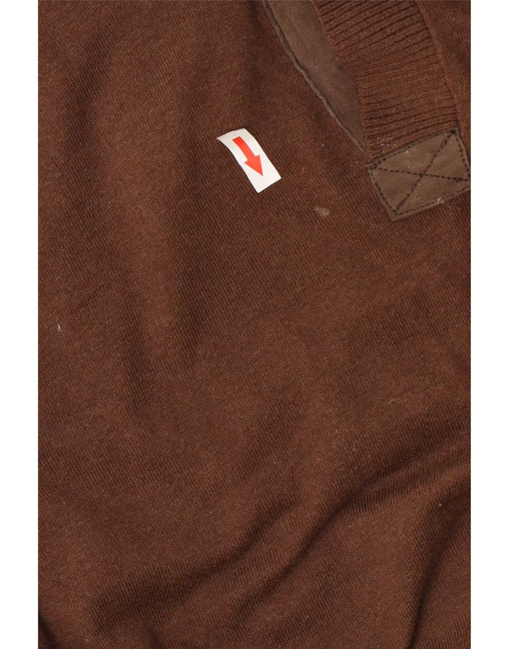 Ανδρικό πουλόβερ Massimo Dutti με σάλι λαιμό XL Καφέ βαμβακερό