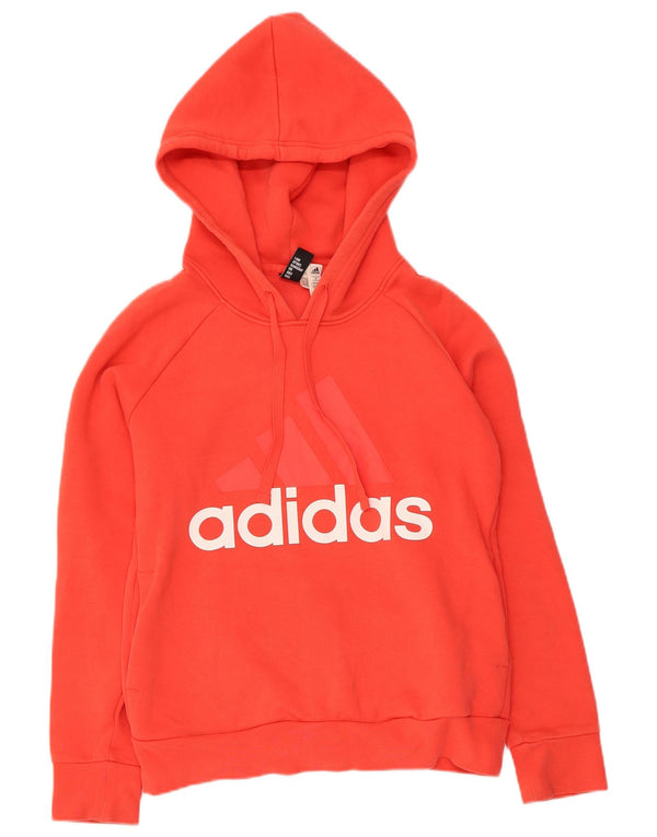 Adidas Γυναικείο Γραφικό Hoodie Jumper UK 10 Small κόκκινο βαμβακερό