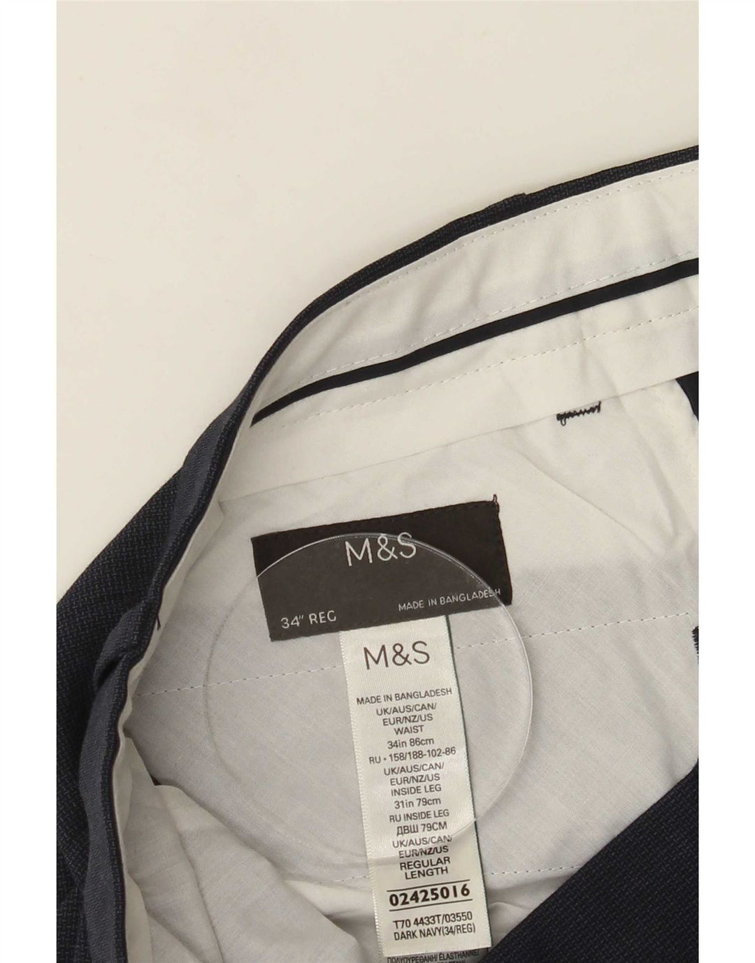 Ανδρικό κανονικό παντελόνι Marks & Spencer W34 L30 Navy Blue Polyester