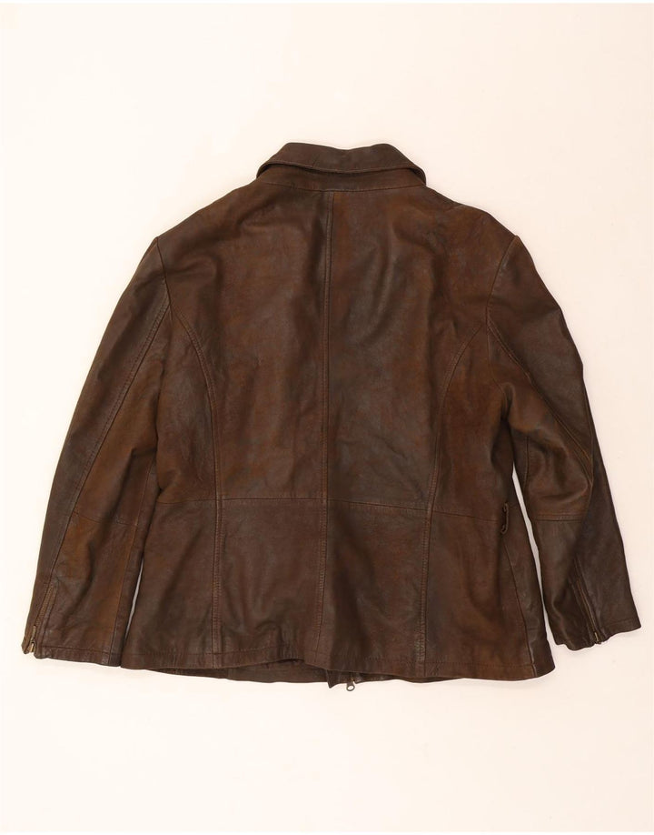 MADDOX Womens Leather Jacket UK 20 2XL Brown Leather Vintage Maddox and Second-Hand Maddox from Messina Hembry 