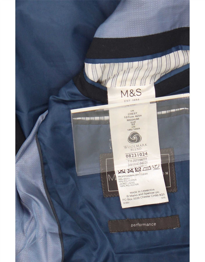 Marks & Spencer Ανδρικό μπλέιζερ με 2 κουμπιά μπουφάν UK 42 Large Navy Blue Wool