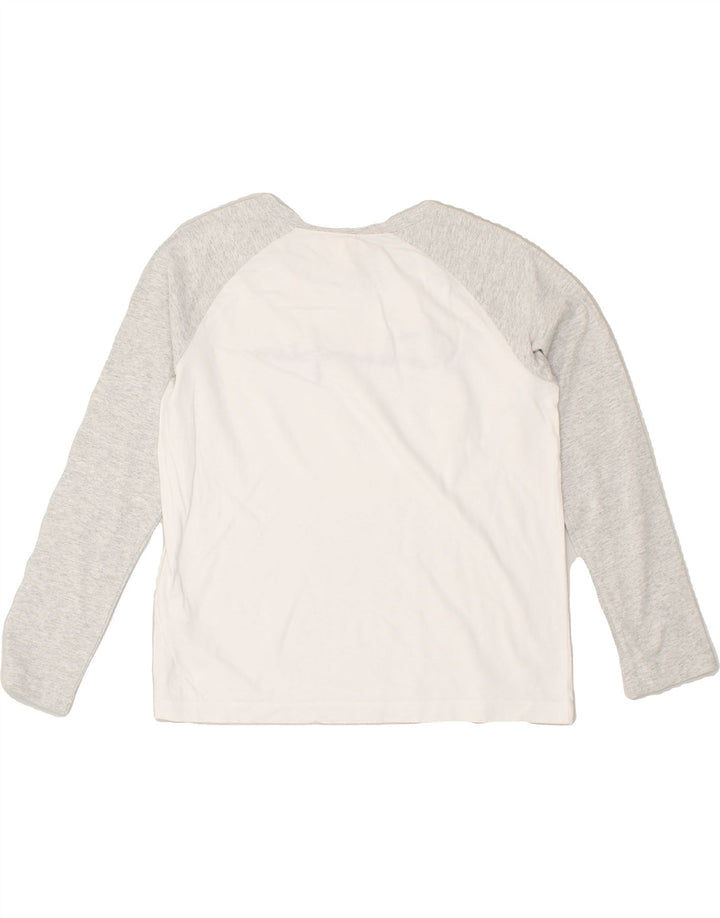 CHAMPION Womens Graphic Top Long Sleeve UK 6 XS White Colourblock Cotton | Vintage Champion | Thrift | Second-Hand Champion | Used Clothing | Messina Hembry 