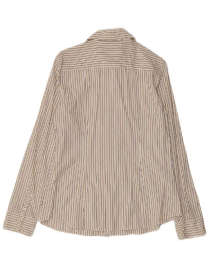 Γυναικείο Πουκάμισο Benetton UK 14 Μεγάλο σε ανοιχτό λευκό βαμβακερό ριγέ