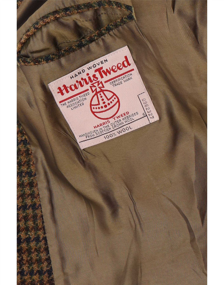 Ανδρικό μπουφάν Harris Tweed 2 κουμπιά blazer UK 40 μεγάλο καφέ μαλλί Houndstooth