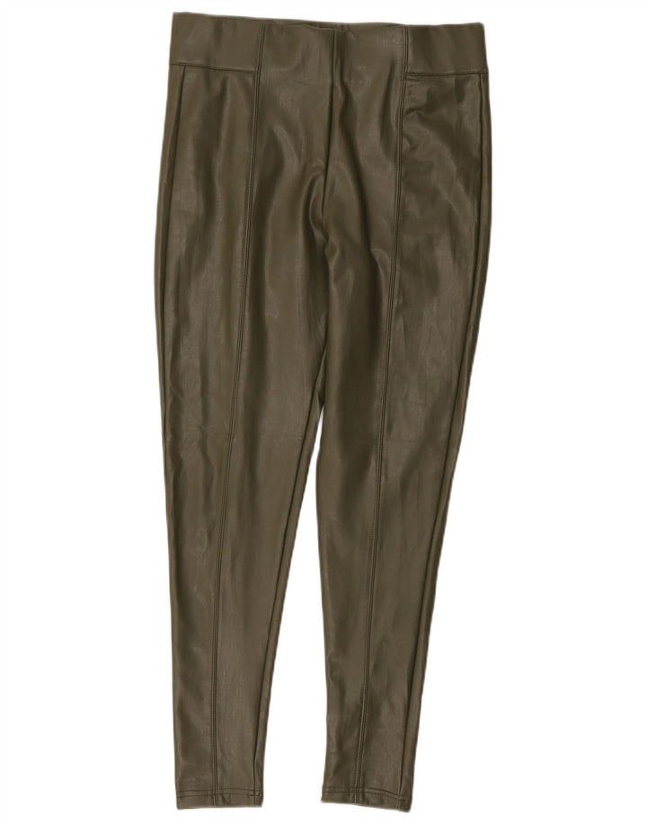 Marks & Spencer Γυναικεία κολάν από συνθετικό δέρμα UK 12 Medium Khaki Polyester