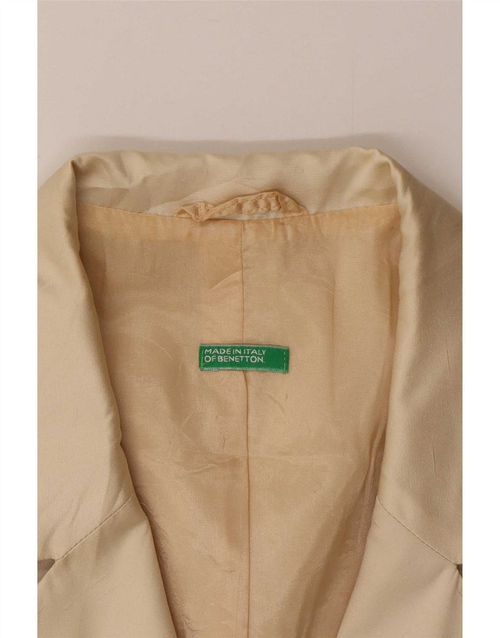 Benetton Γυναικείο τζάκετ μπλέιζερ Crop 3 κουμπιών IT 44 Medium Beige Polyester