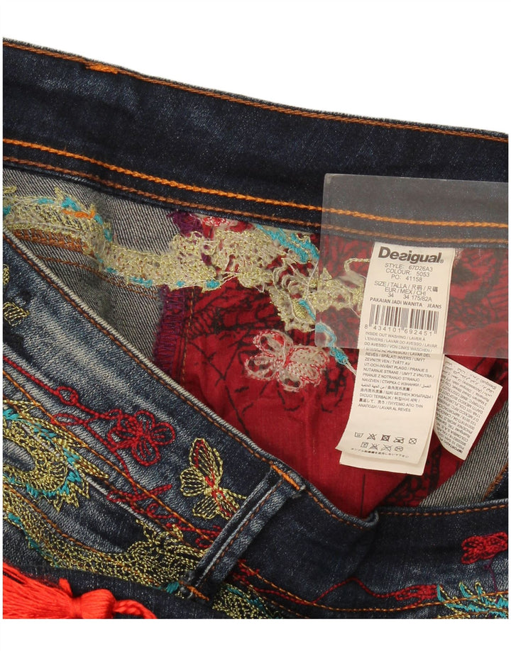 Γυναικείο γραφικό λεπτό τζιν Desigual W34 L29 Navy Blue Polyester