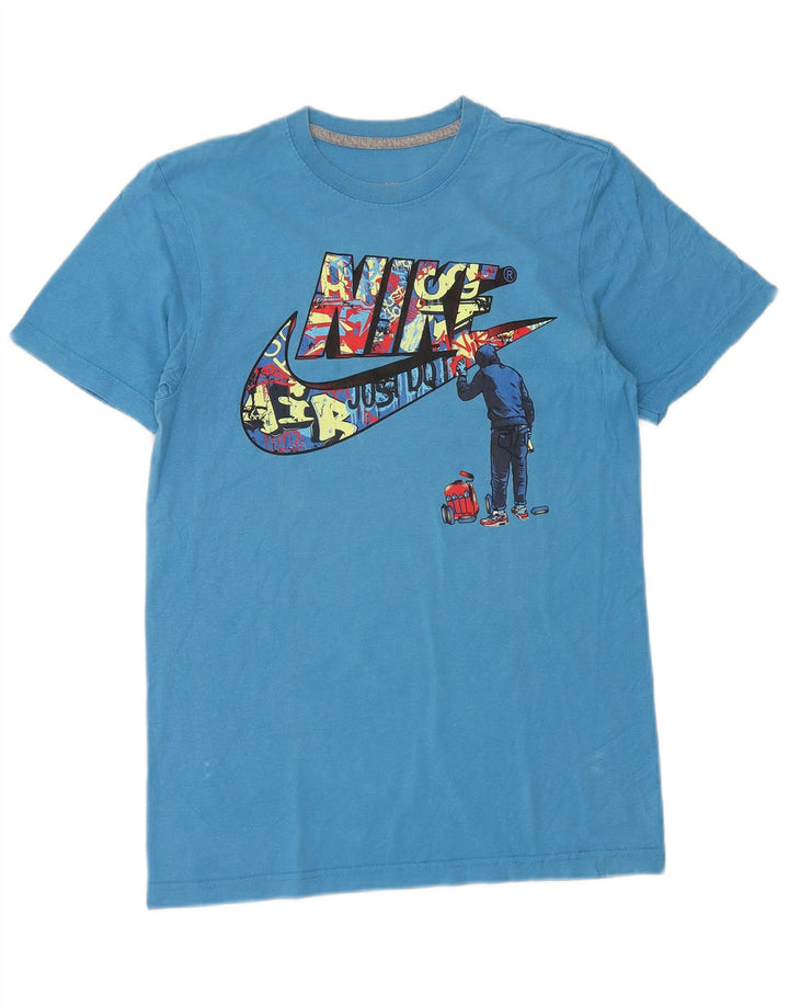 Ανδρικό μπλουζάκι Nike με κανονική εφαρμογή, γραφικό μπλουζάκι, μικρό μπλε βαμβακερό