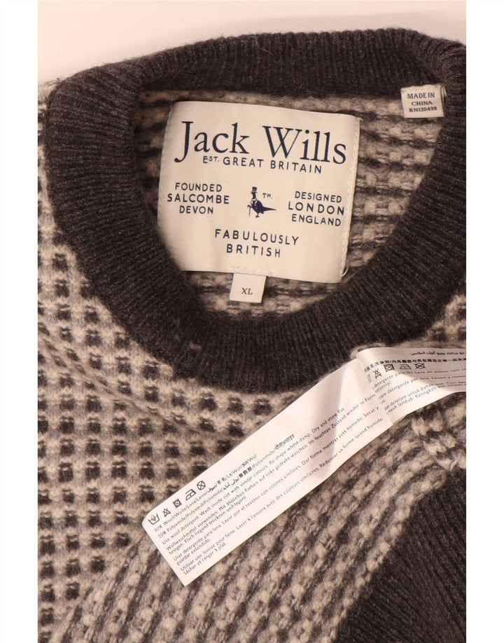 Jack Wills Ανδρικό πουλόβερ με λαιμόκοψη XL με γκρι μαλλί