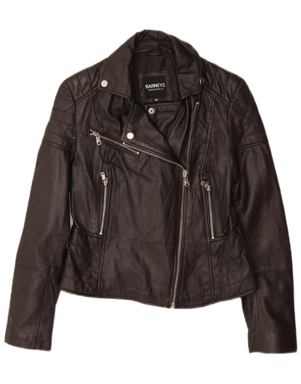 BARNEYS Γυναικείο Δερμάτινο Μπουφάν Biker US 10 Μεγάλο Δερμάτινο Μαύρο
