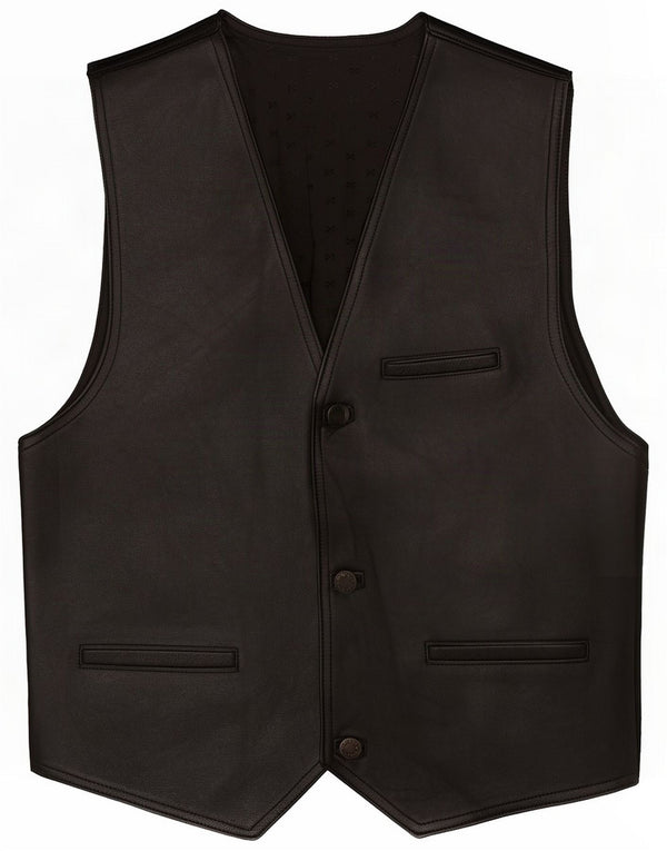 Vintage Mens Leather Waistcoat Medium Black
