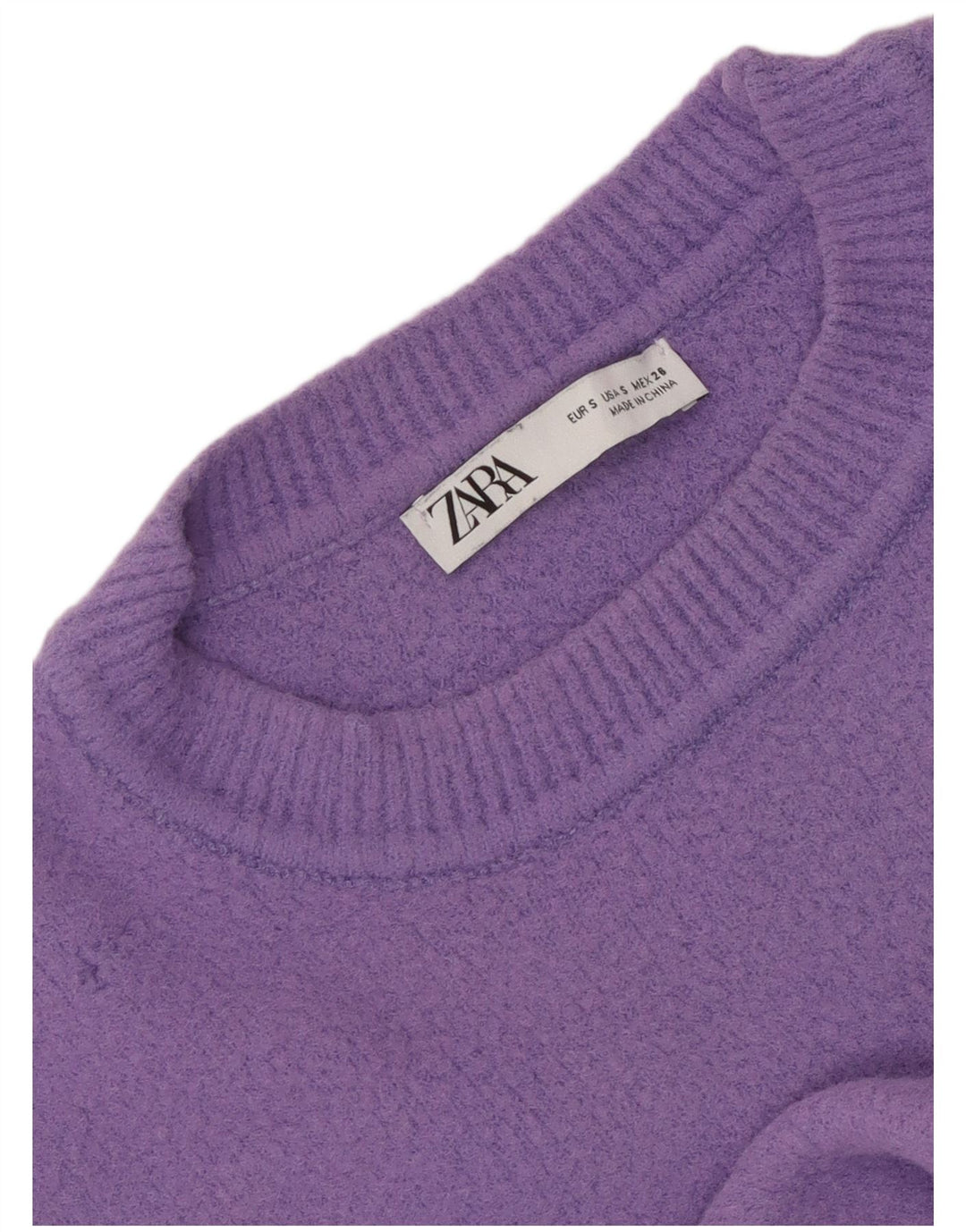 Γυναικείο πουλόβερ ZARA Crop Oversized Crew Neck Jumper UK 10 Small Purple
