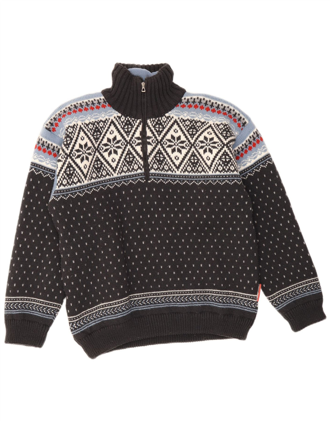 Ανδρικό πουλόβερ με φερμουάρ F.LLI Campagnolo, Medium Black Fair Isle