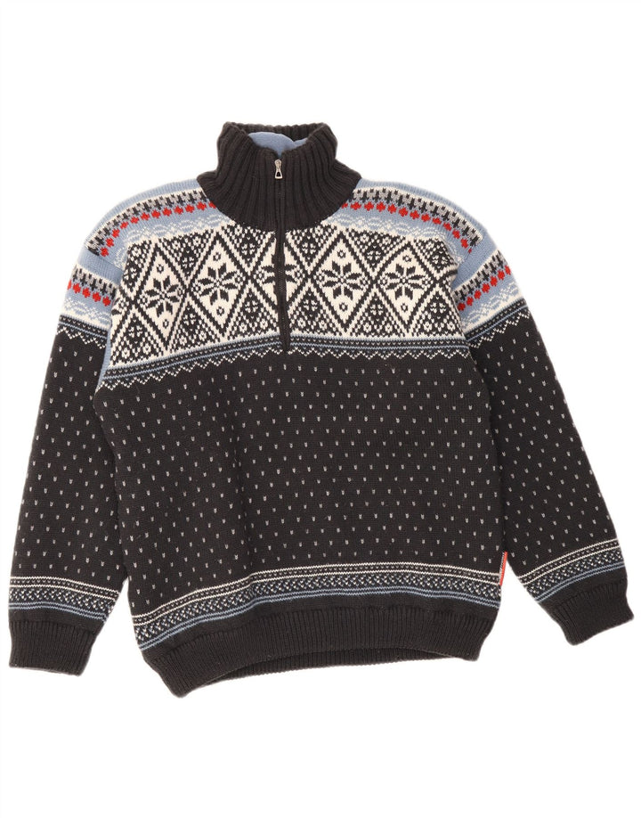 Ανδρικό πουλόβερ με φερμουάρ F.LLI Campagnolo, Medium Black Fair Isle
