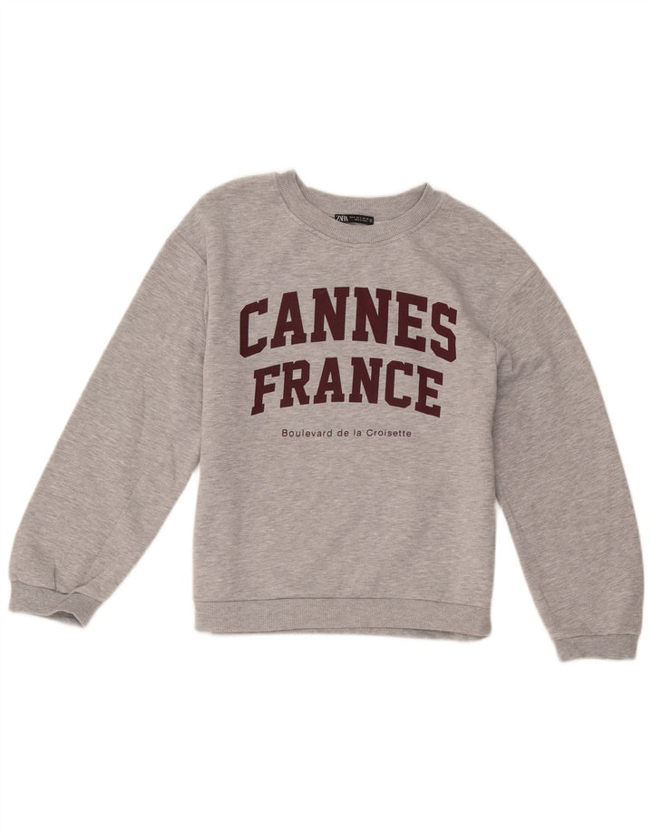 Zara Γυναικείο Φούτερ με γραφικά Jumper UK 10 Small Grey Flecked