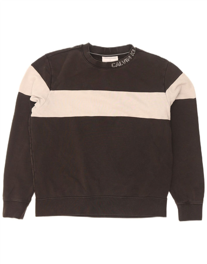 Γραφικό ανδρικό φούτερ Calvin Klein Jumper Μικρό μαύρο βαμβακερό