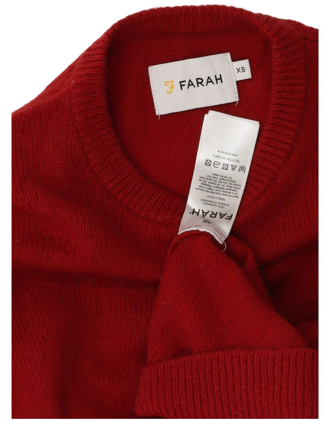 Farah Ανδρικό πουλόβερ με λαιμόκοψη XS Red Lambswool
