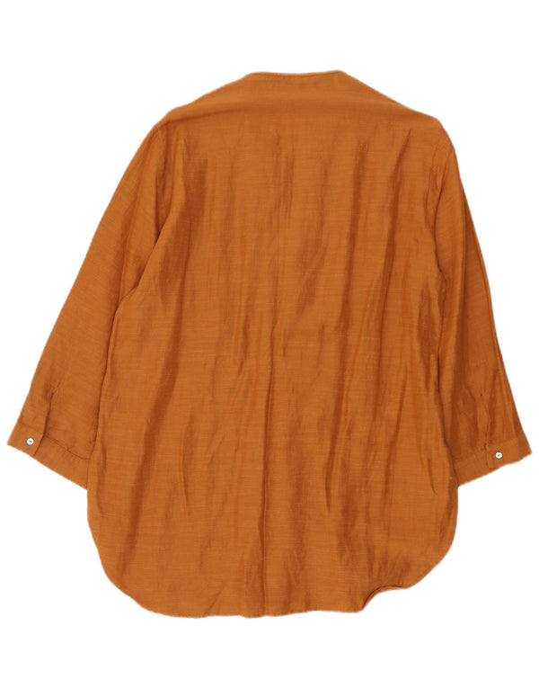 Zara Γυναικείο τουνίκ φόρεμα 3/4 με μανίκια UK 14 Large Brown Flecked Viscose